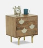Fins Solid Wood Bedside Cabinet In Natural Finish