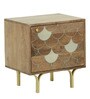 Fins Solid Wood Bedside Cabinet In Natural Finish
