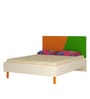 Fiona Compact Double Bed in Light Orange & Verdant Green with Light Woodgrain Finish