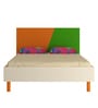 Fiona Compact Double Bed in Light Orange & Verdant Green with Light Woodgrain Finish