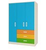 Fiona Kids 3 Door Wardrobe in Azure Blue Finish