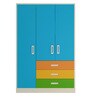 Fiona Kids 3 Door Wardrobe in Azure Blue Finish