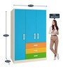 Fiona Kids 3 Door Wardrobe in Azure Blue Finish