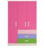 Fiona Kids 3 Door Wardrobe in Barbie Pink Finish