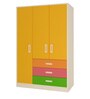 Fiona Kids 3 Door Wardrobe in Mango Yellow Finish