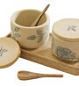 Fiore Ceramic 2 Pcs Condiment Jars With Spoon & Tray