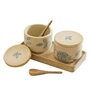Fiore Ceramic 2 Pcs Condiment Jars With Spoon & Tray