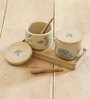 Fiore Ceramic 2 Pcs Condiment Jars With Spoon & Tray