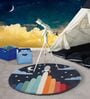 Blue Abstract Wool 3 ft x 3 ft Kids Carpet