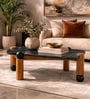 Firenze Black Marble Top Coffee Table In Teak Finish