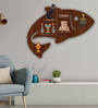 Fish Shape Walnut Wood Wall Shelf