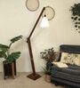 FIsher Wooden Floor Lamp with Jute Shade & Brown Base