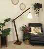 FIsher Wooden Floor Lamp with Jute Shade & Brown Base