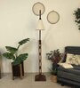 FIsher Wooden Floor Lamp with Jute Shade & Brown Base