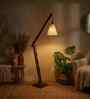 FIsher Wooden Floor Lamp with Jute Shade & Brown Base