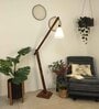FIsher Wooden Floor Lamp with Jute Shade & Brown Base