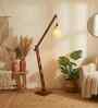 FIsher Wooden Floor Lamp with Jute Shade & Brown Base