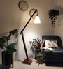 FIsher Wooden Floor Lamp with Jute Shade & Brown Base