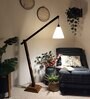 FIsher Wooden Floor Lamp with Jute Shade & Brown Base