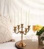 Five Arm Candelabra Gold Aluminium Candle Holder