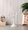 Five Arm Candelabra White Aluminium Candle Holder