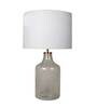 Fizzy Bottle Rugged White Velvet Shade Table Lamp with Transparent Base