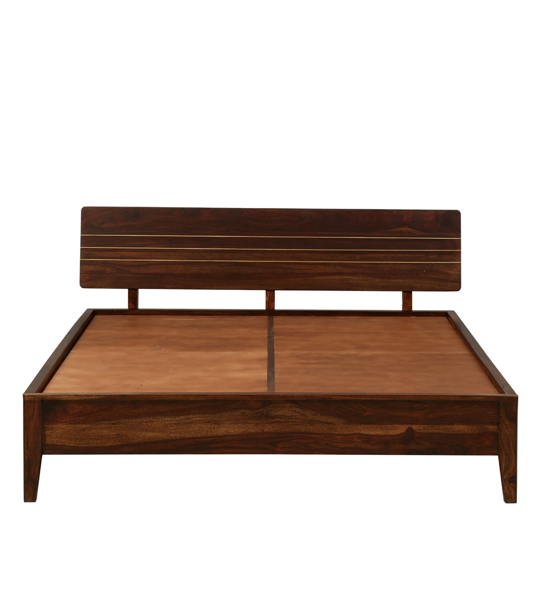 Buy Flair Solid Wood King Size Bed With Brass Inlay Headboard In Provincial Teak Finish By