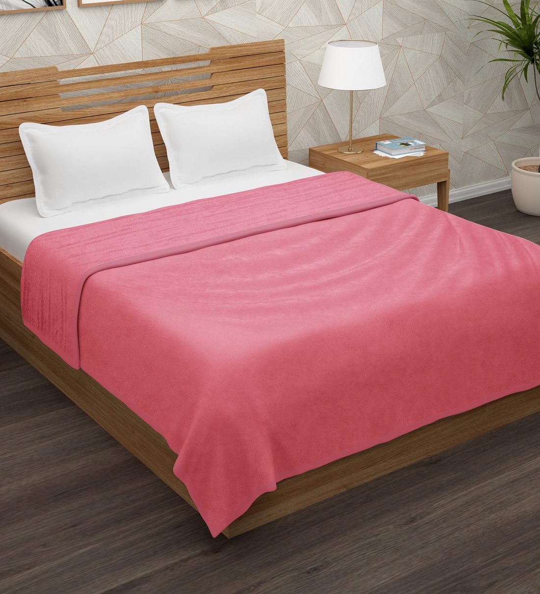 Buy Pink Polyester 400 GSM Double Bed Room Temperature Blanket By StoryHome Online Double Bed