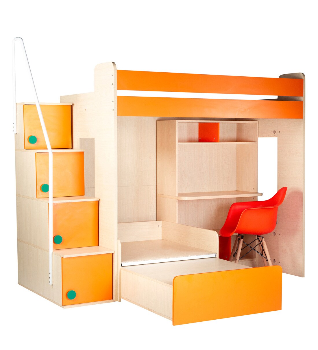 Buy Flexi Study Bed Unit in Orange Colour By YiPi Online Online Bed