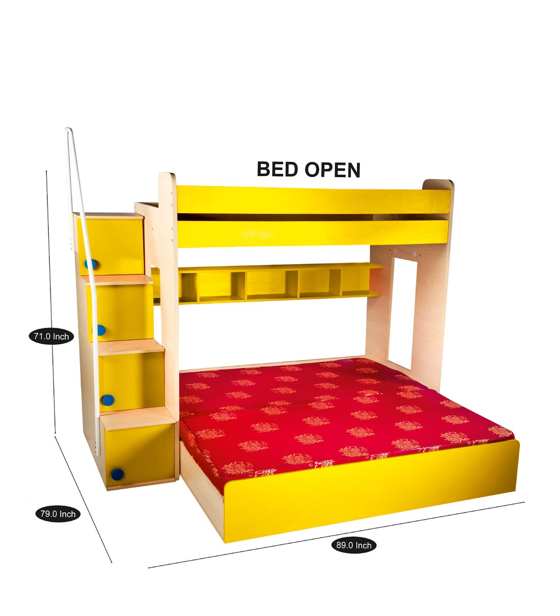 Buy Trundle Bunk Bed With Hydraulic Storage In Yellow Colour By Yipi Online Online Trundle 5519