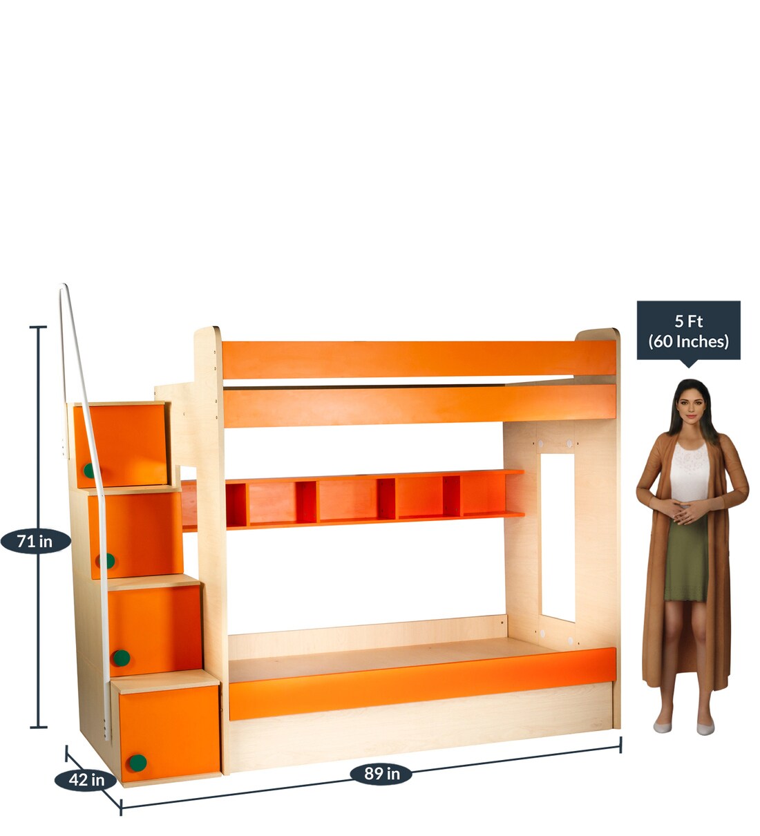 Buy Flexi Hydraulic Bunk Bed in Orange Colour By YiPi Online Online