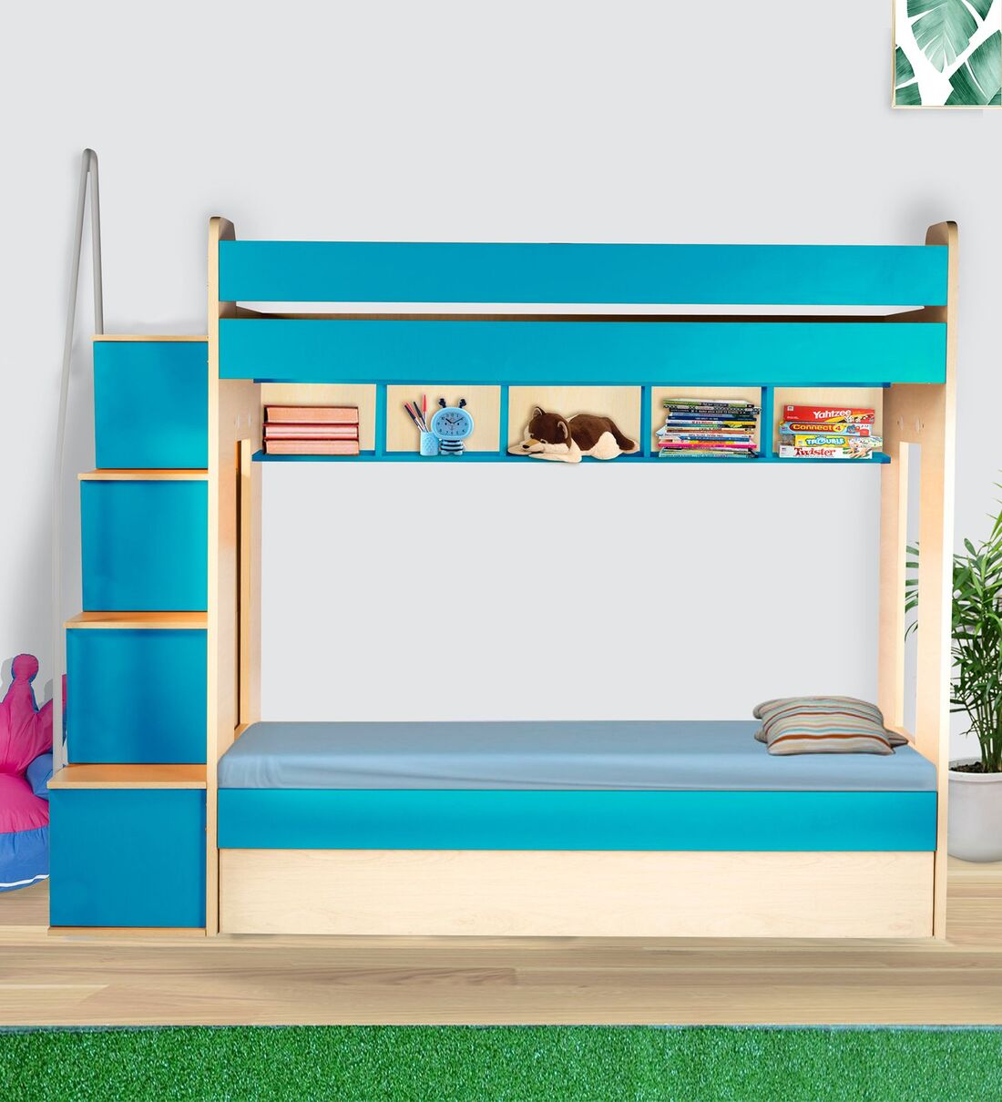 Buy Multi Flexi Bunk Bed in Sky Blue Colour with Hydraulic Storage at ...