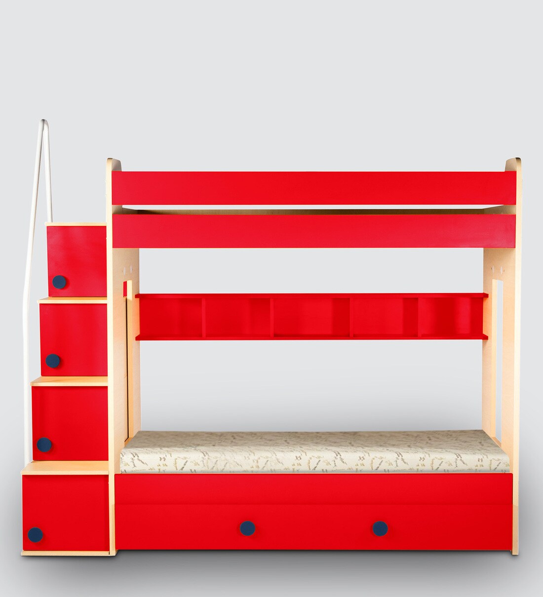 Buy Trundle Bunk Bed with Storage Unit in Red Colour By YiPi Online