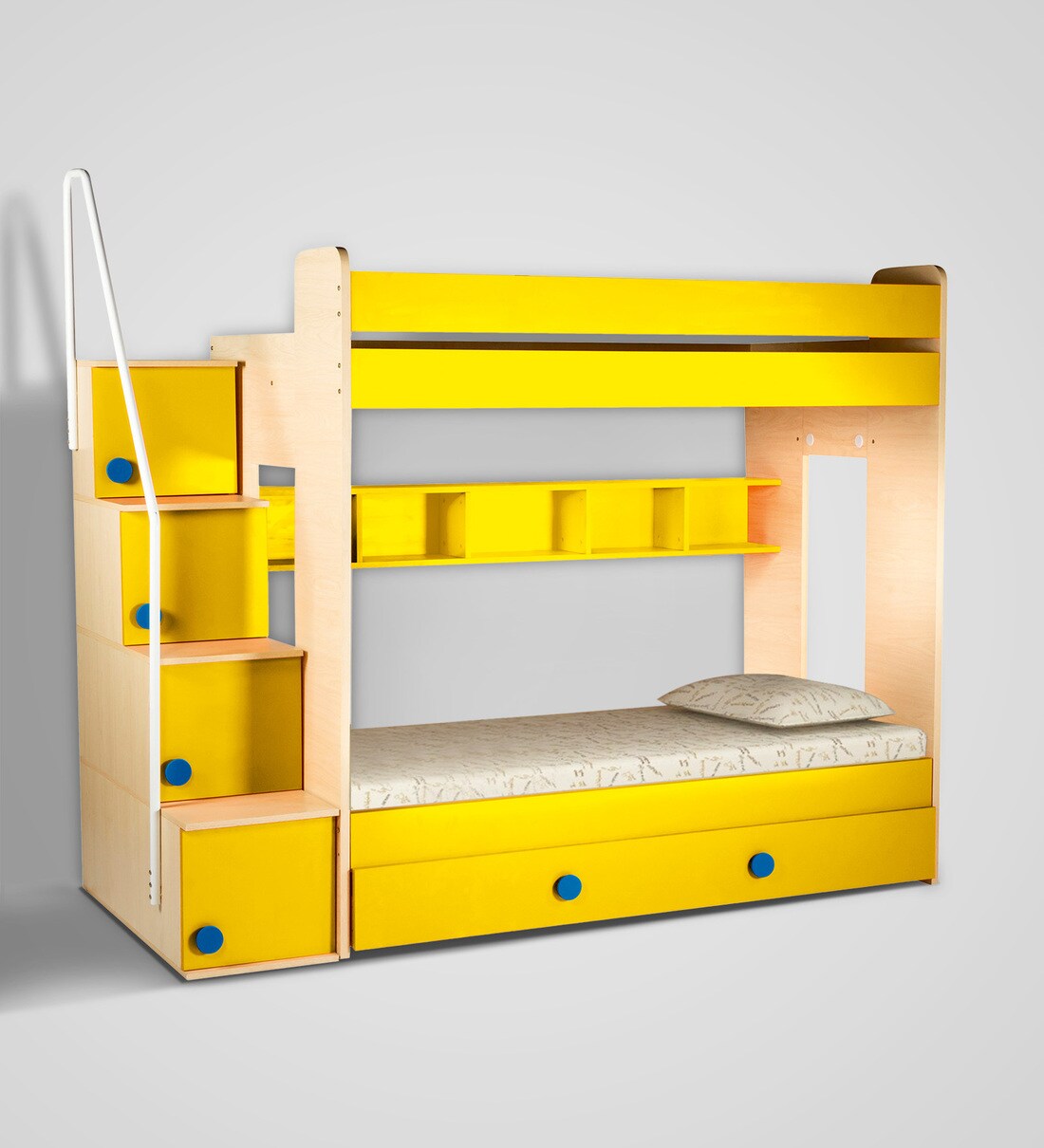 Buy Trundle Bunk Bed With Storage Unit In Yellow Colour By Yipi Online Online Trundle Bunk 7946