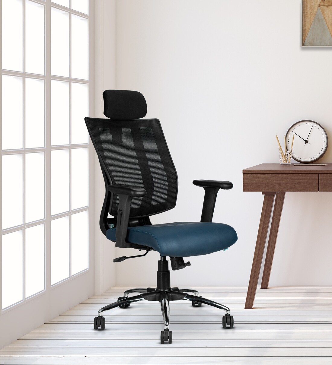 Buy Flexi Breathable Mesh Ergonomic Chairs in Black & Blue Colour at 43 ...