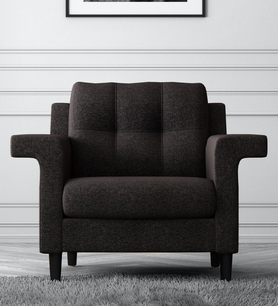 Buy Flight 1 Seater Sofa in Dark Grey Colour by Godrej Interio Online