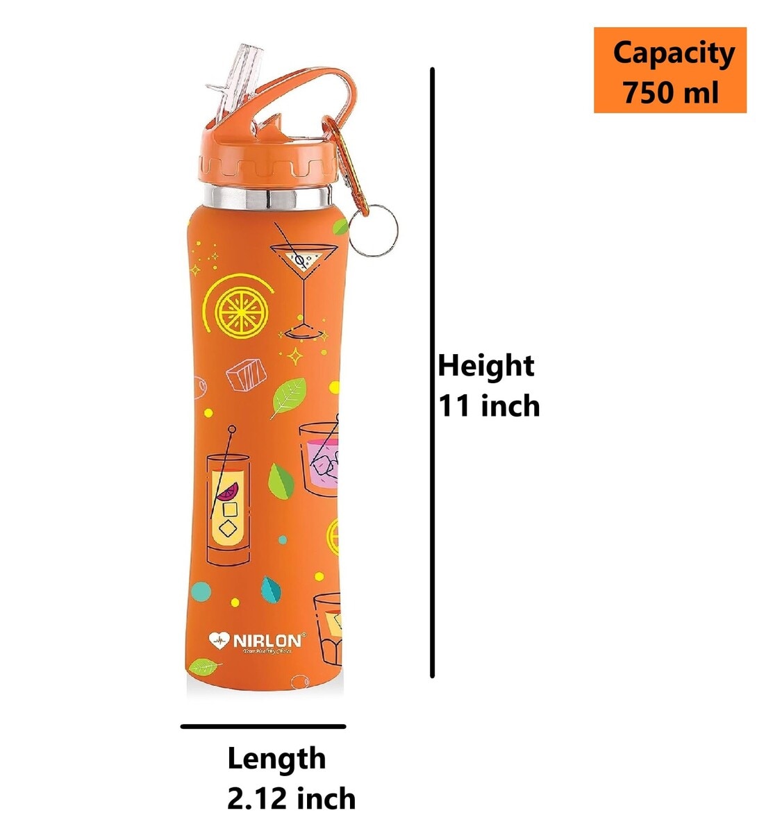 NIRLON Flip Bot Stainless Steel Rubber Finish Water Bottle with