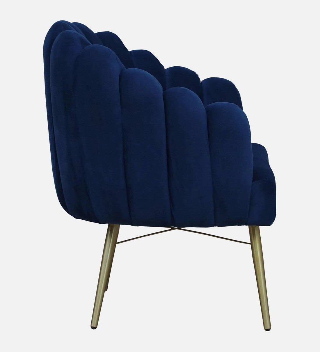 Buy Flora Velvet Barrel Chair in Blue Finish by CasaCraft Online Barrel Chairs Barrel Chairs