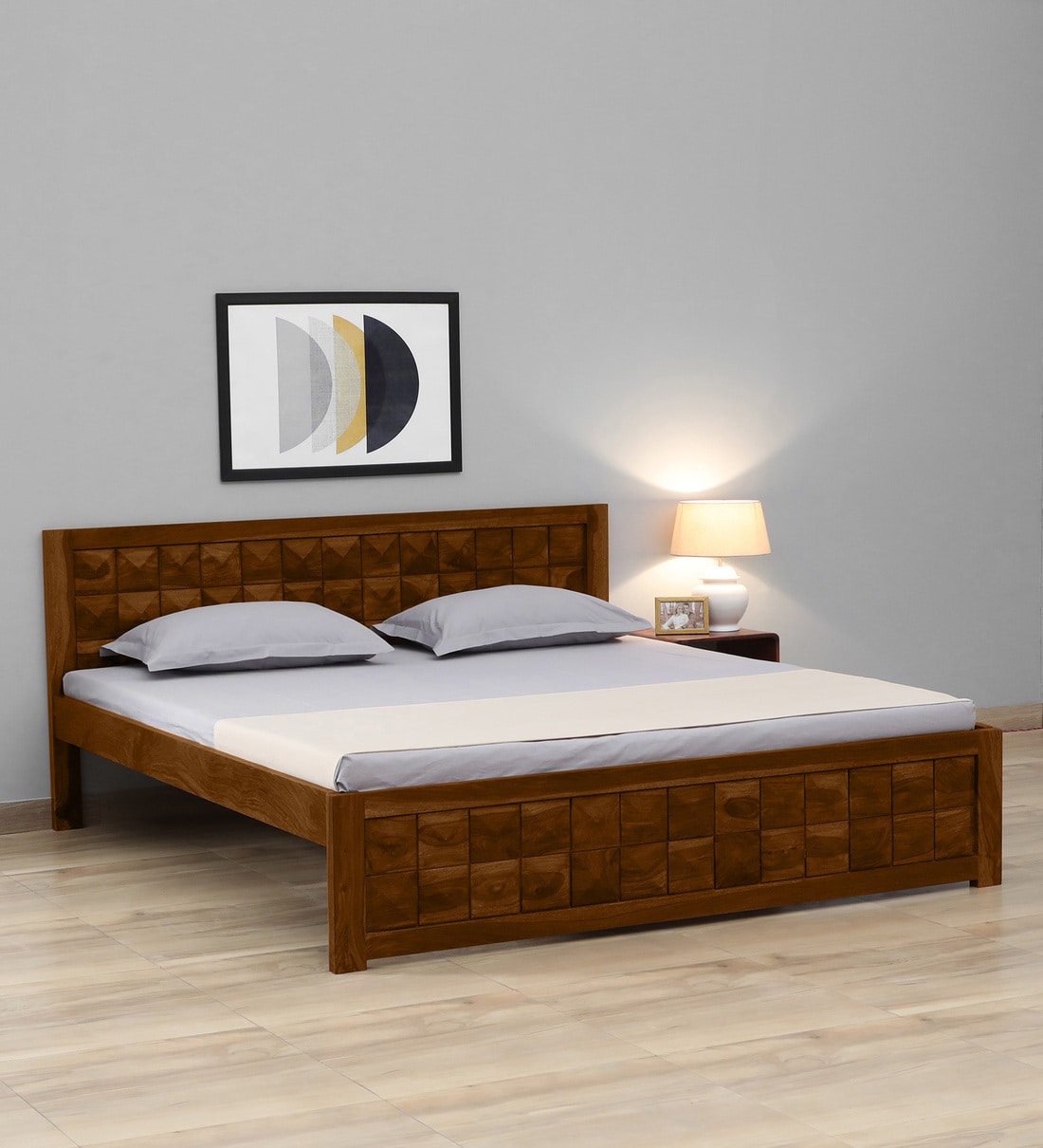 Buy Flora Sheesham Wood King Size Bed in Scratch Resistant Provincial