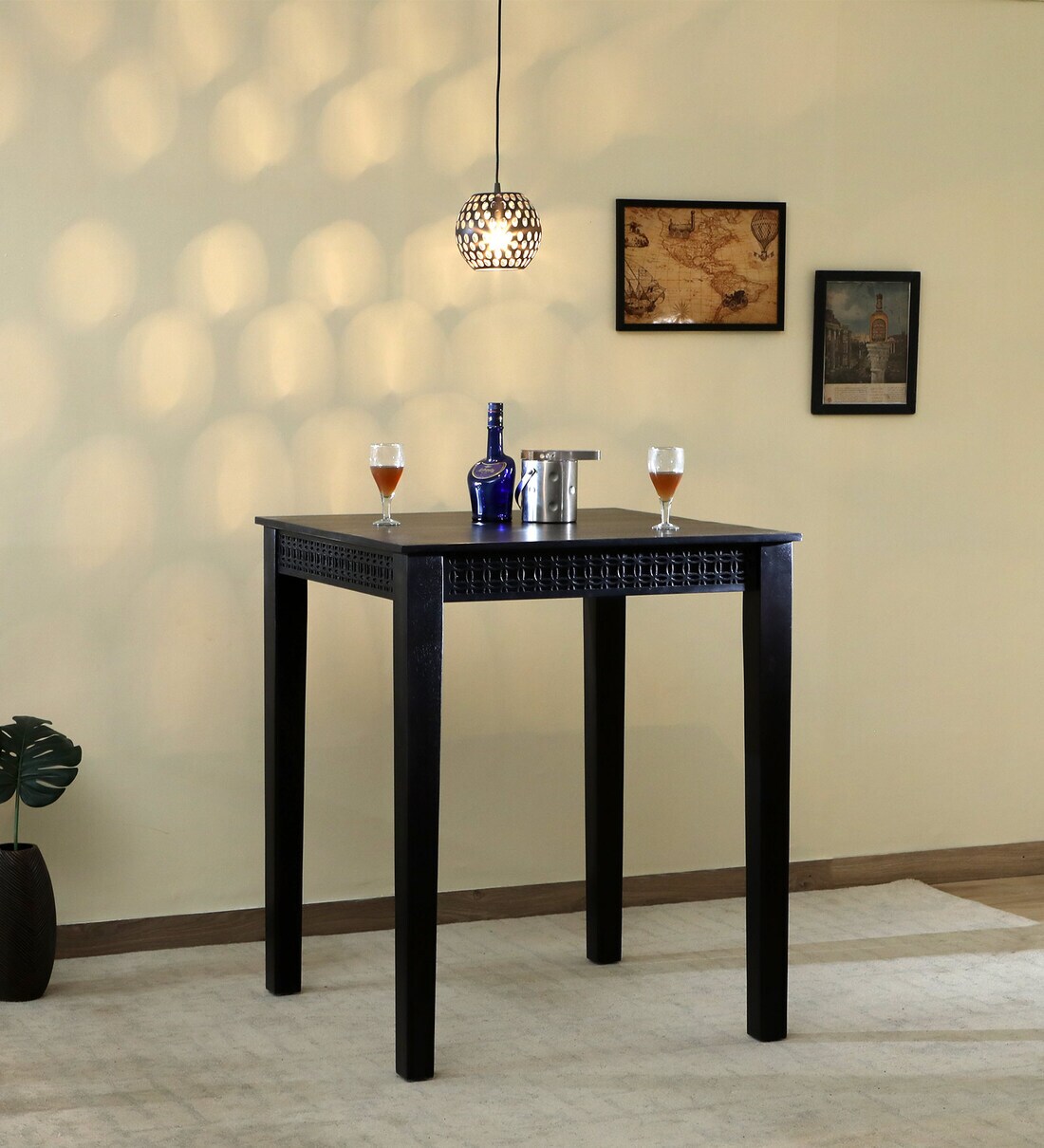 Buy Kawung Solid Wood Bar Table in Ebony Finish at 18 OFF by