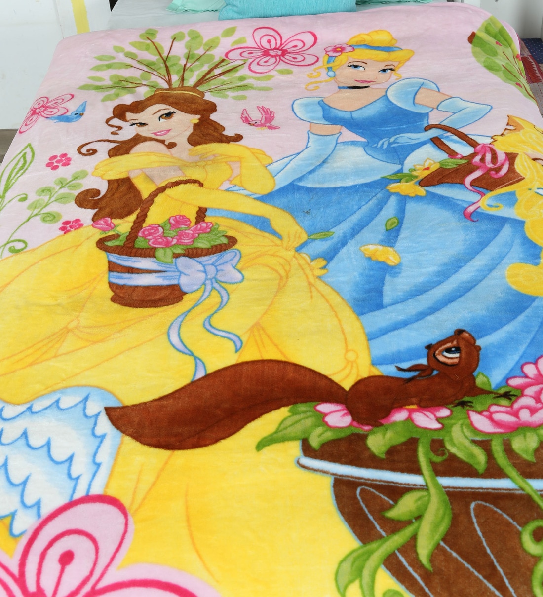 Buy Disney Floral Three Princess Single-Size Microfiber Blanket by