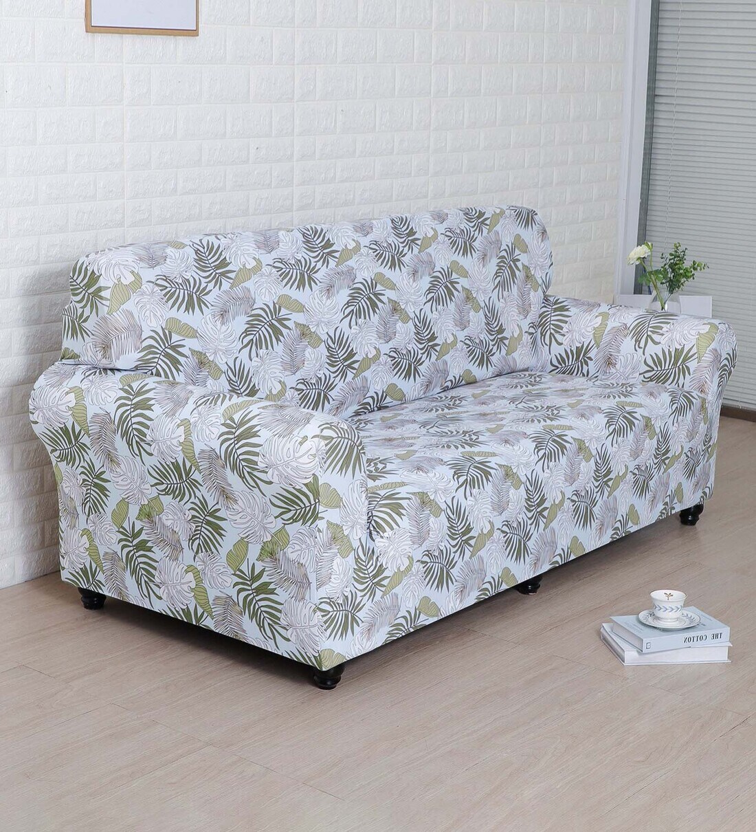 Buy Off White Floral Elegance Fitted Polyester 91x31 Inches 3 Seater Sofa  Cover by @home at 72% OFF by @home