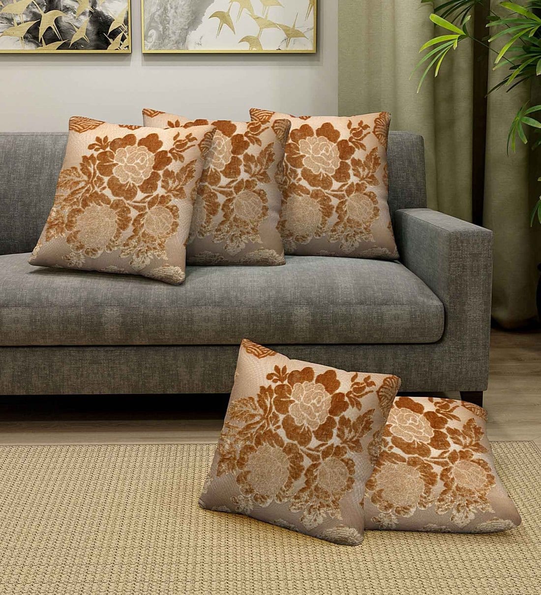 Buy Gold Solid 16 X16 Inch Cushion Covers Set Of 5 At 53 OFF By Hosta Homes Pepperfry