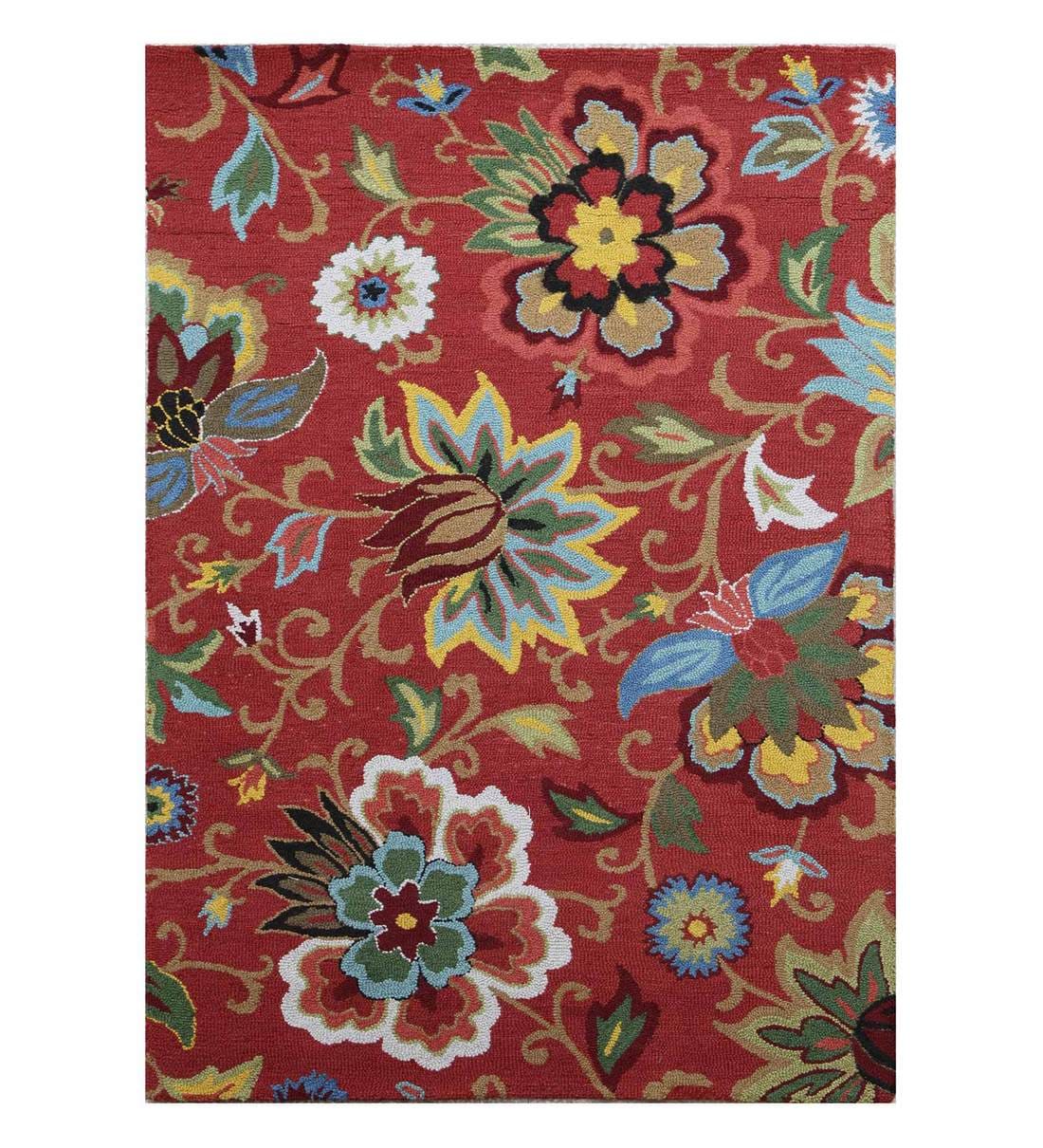 Buy Red Wool Floral 3 X 5 Feet Hand Tufted Carpet By Jaipur Rugs Online ...