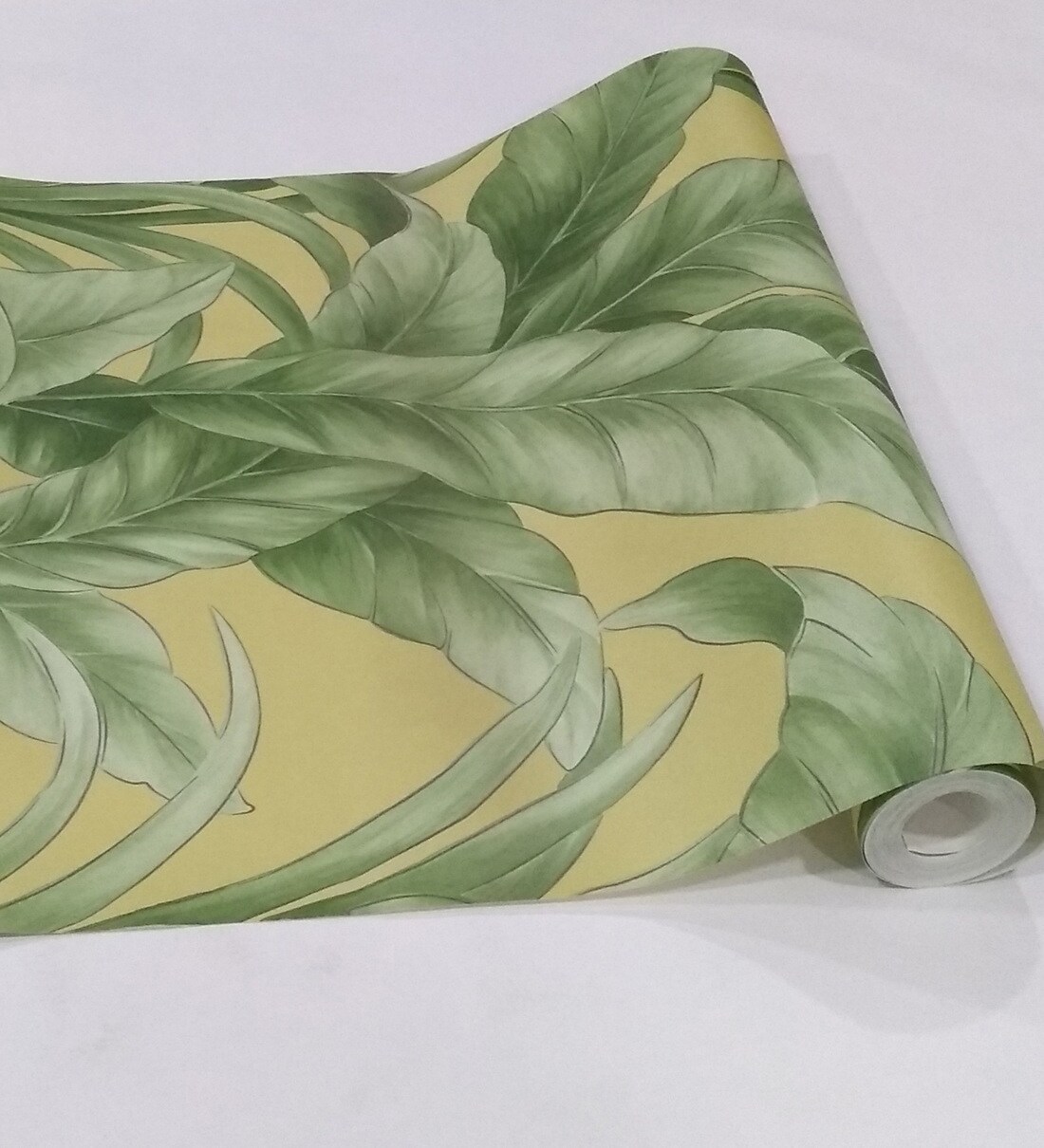 Buy Floral Leaf Green PVC Wallpaper with Emboss Finish by Konark Decor