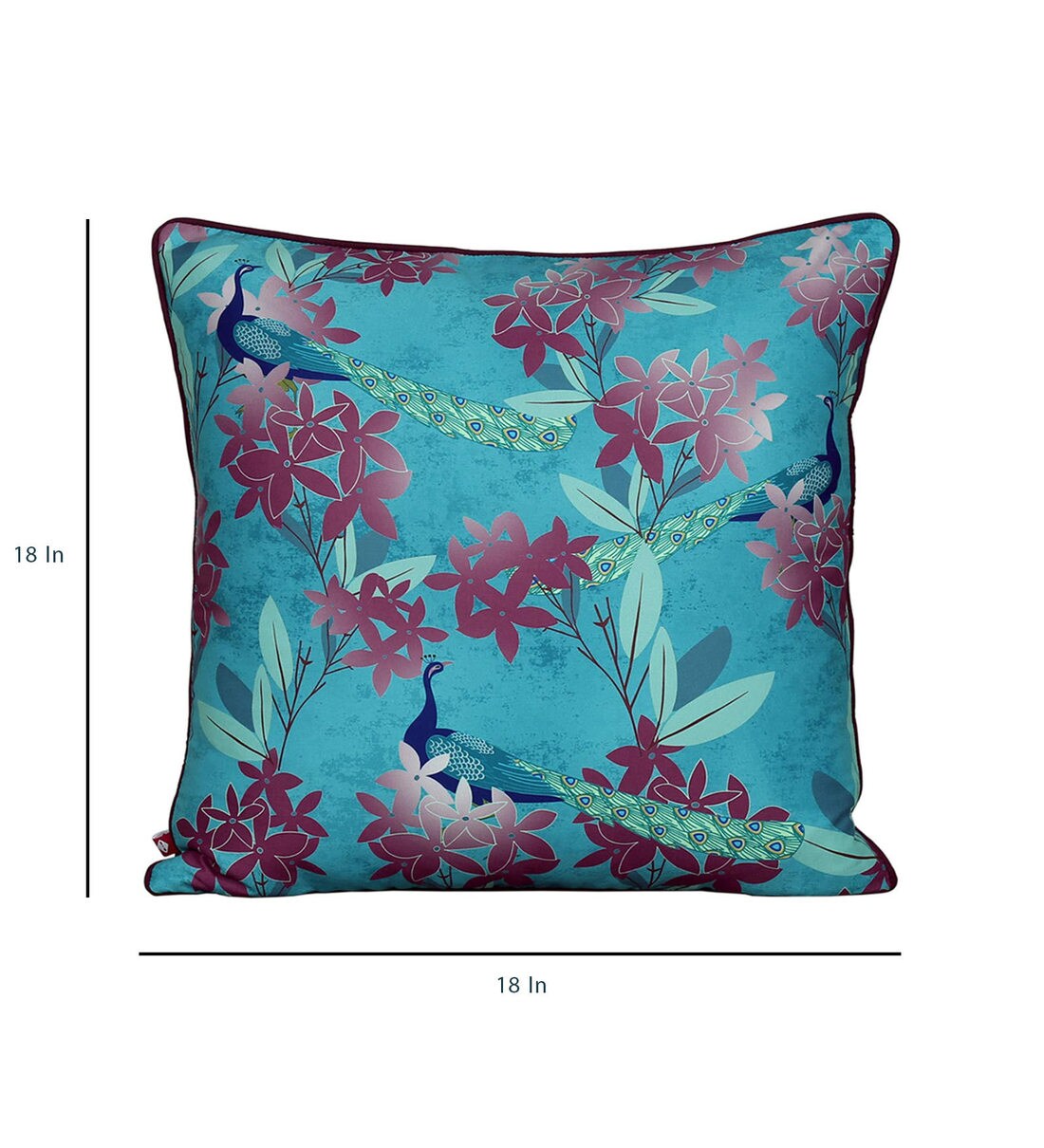 Buy Blue Floral Satin 18 x 18 Inch Cushion Cover by India Circus by