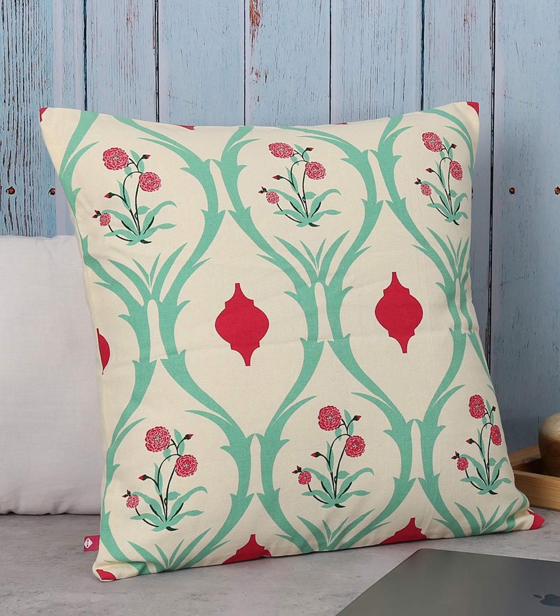 Buy Cotton Floral Pattern 18x18 Inch Cushion Cover Online Floral Cushion Covers Cushion Covers Furnishings Pepperfry Product