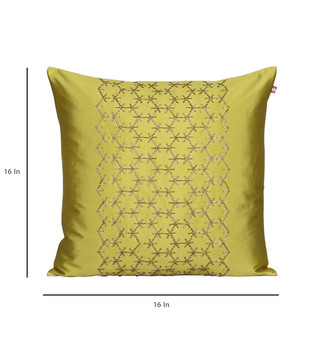 Buy Floral Pattern Yellow Satin Cushion Cover 16x16 Inch By India