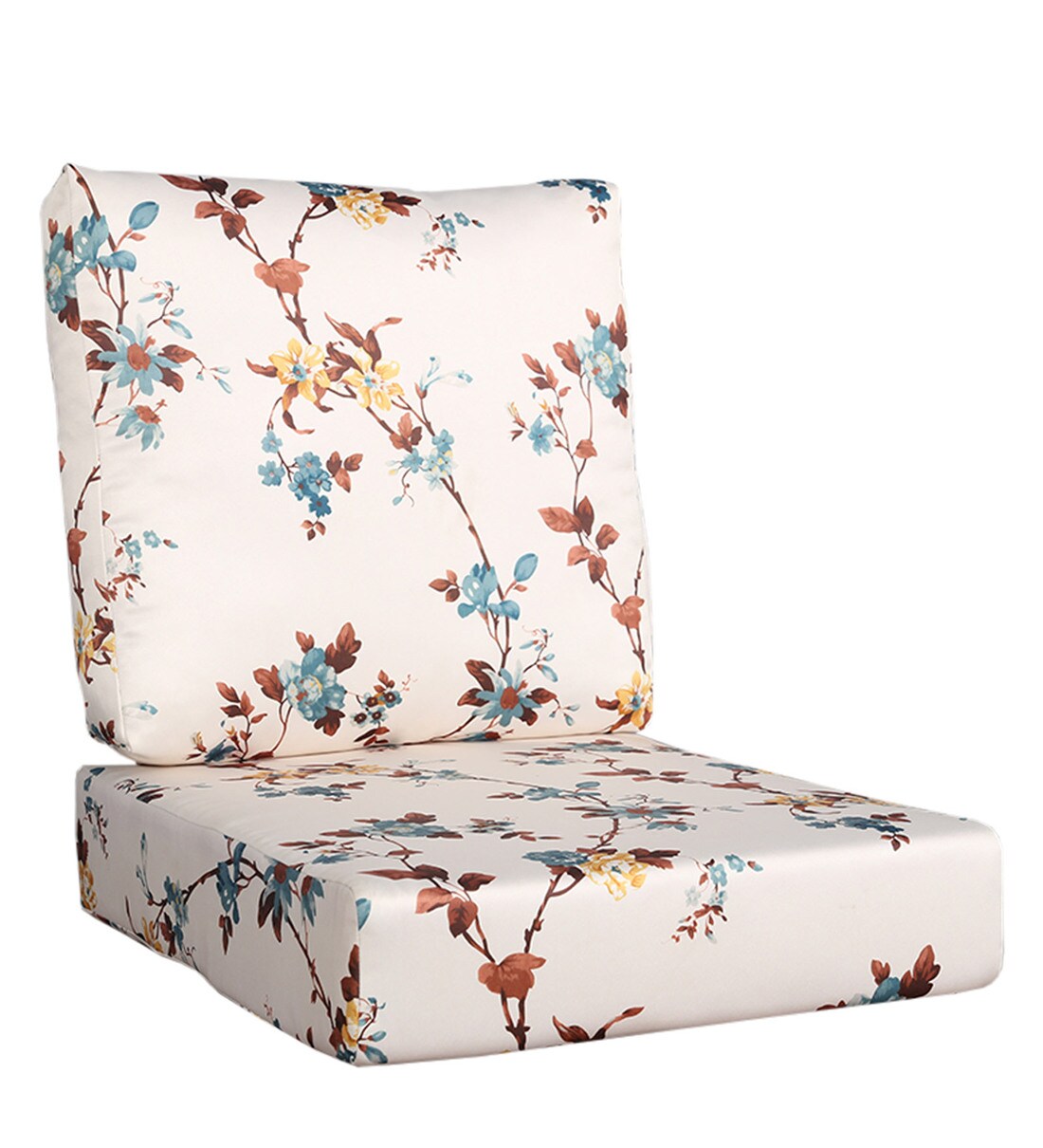 Buy Floral Printed Fabric Sofa Cushion Set (Floor + Back Cushion) in