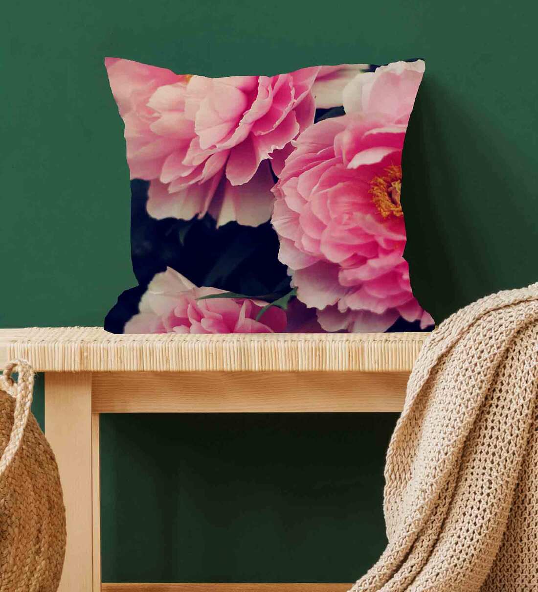 Red - Kutch Hand Embroidery Quilted Applique Flower Cushion Cover (16 x 16 in) 01